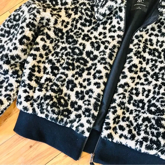 New York Company Fleece Sherpa cheetah animal print jacket coat winter m…